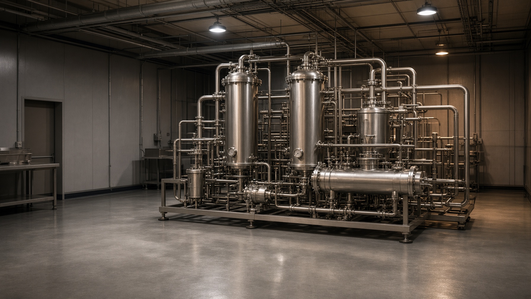 Four closed-loop extraction vessels on a sealed production floor
